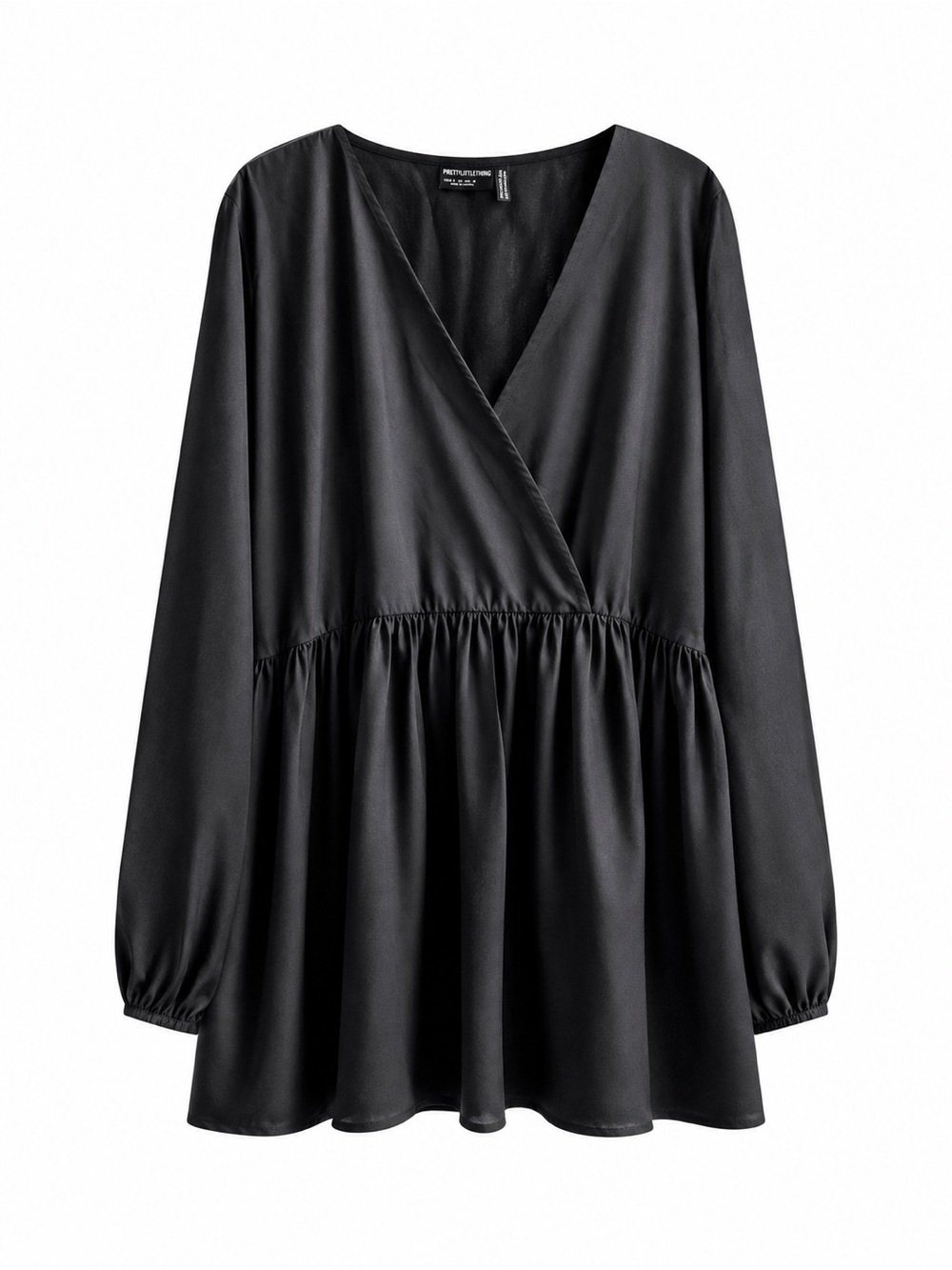 OSOS Design Black Flare V-Neck Long Sleeve Mini Dress Size US 6